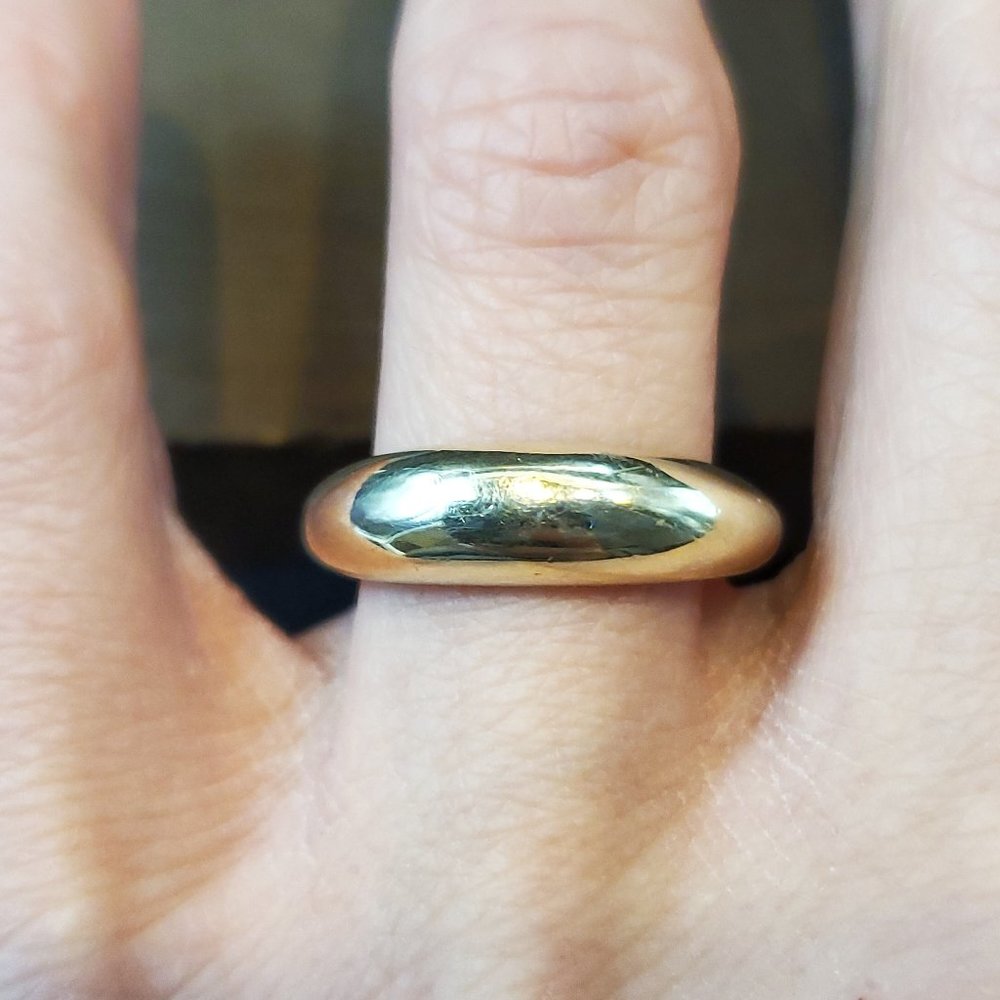 Size 8 Gold Over 925 Sterling Silver Cool Wide Design Ring